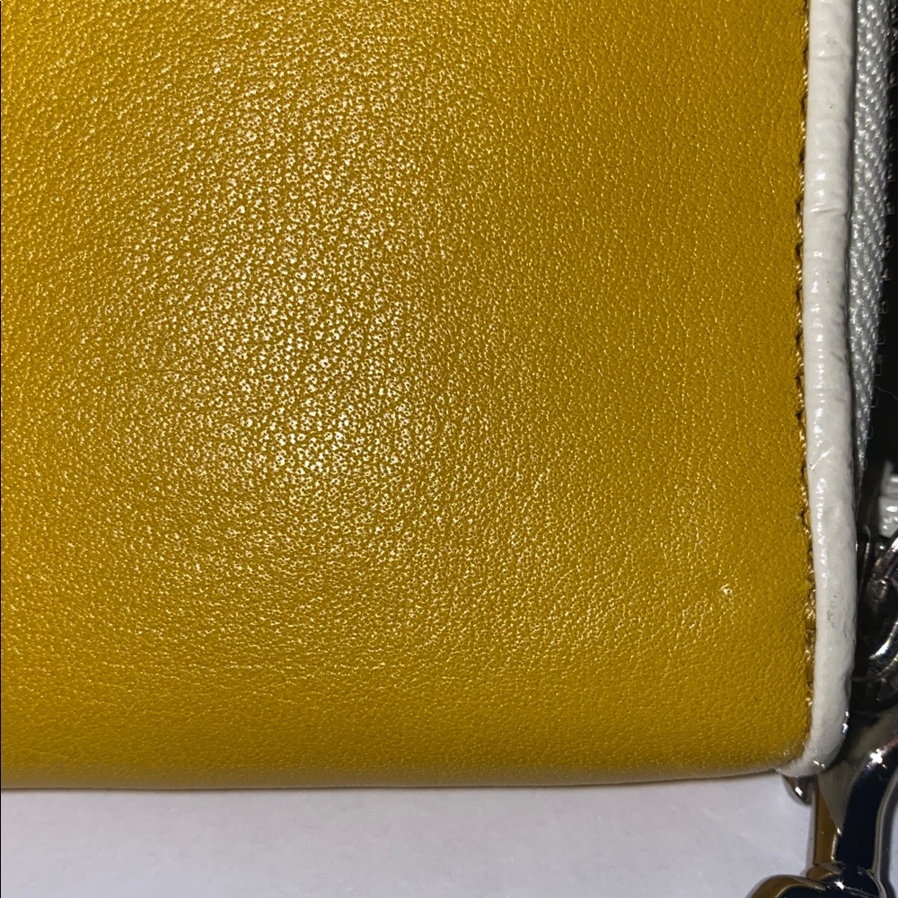 Coach Poppy Mustard Yellow & Cream Wristlet Wallet with Ocelot interior - Picture 16 of 16